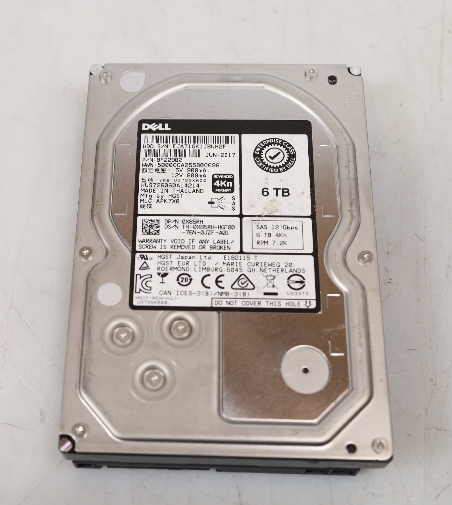 Genuine Dell HGST HUS726060AL4214 6TB 7200RPM SAS 12Gb/s 3.5" Hard Drive