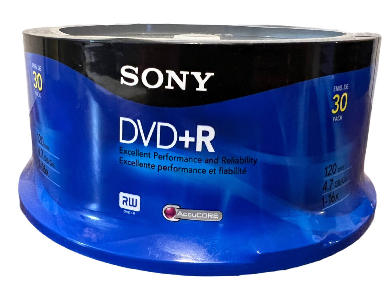 Sony DVD+R 30DPR47RS4 Recordable Media 1X - 16X 120 min 4.7GB 30-Pack Spindle