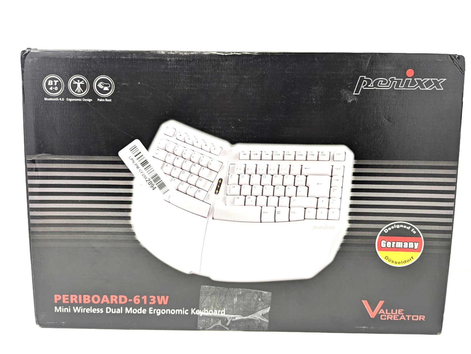 Mini Wireless Ergonomic Split Keyboard with Dual Mode Perixx Periboard-613W