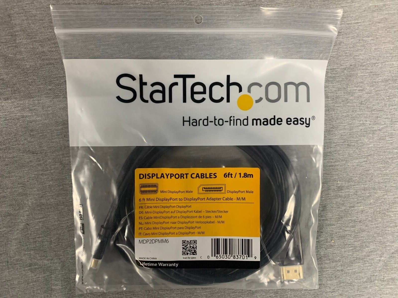 New - StarTech 6 ft Mini DisplayPort to Display Port Cable M/M - Lot of 6