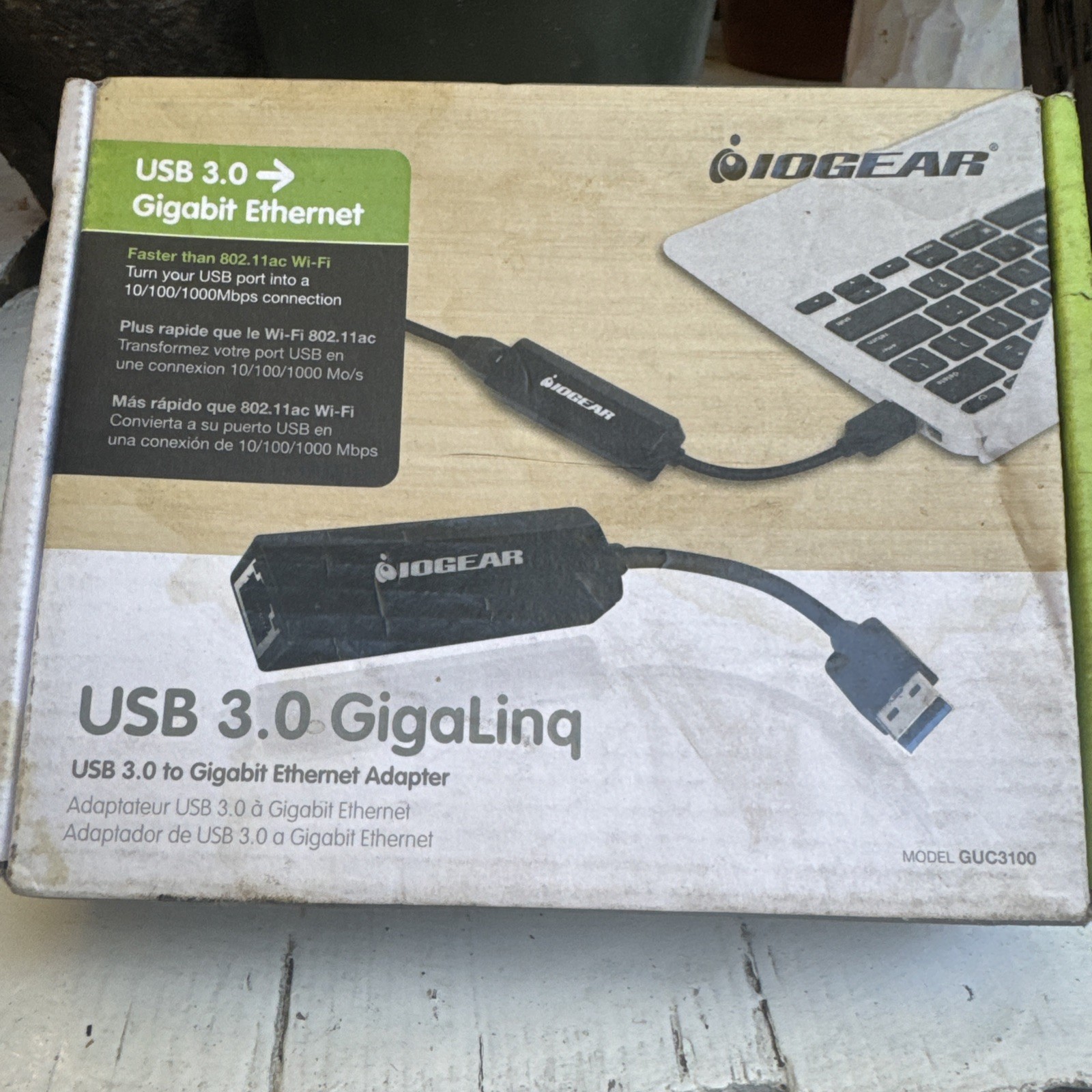 IOGEAR USB 3.0 Gigabit Ethernt Adapter, 10/100/1000Mbps Transfer Rate (Bad Box) 