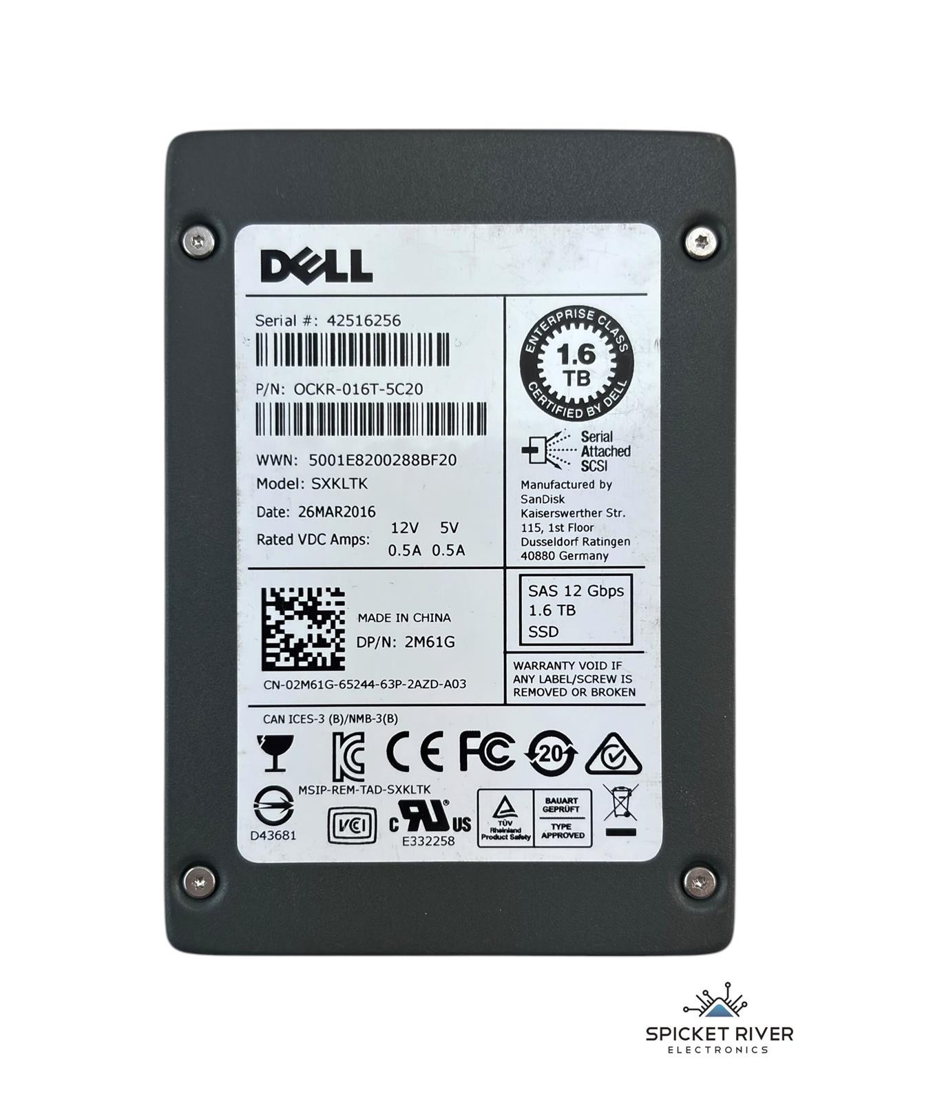 Dell / SanDisk SXKLTK 1.6TB SAS 12Gb/s 2.5" Enterprise SSD OCKR-016T-5C20