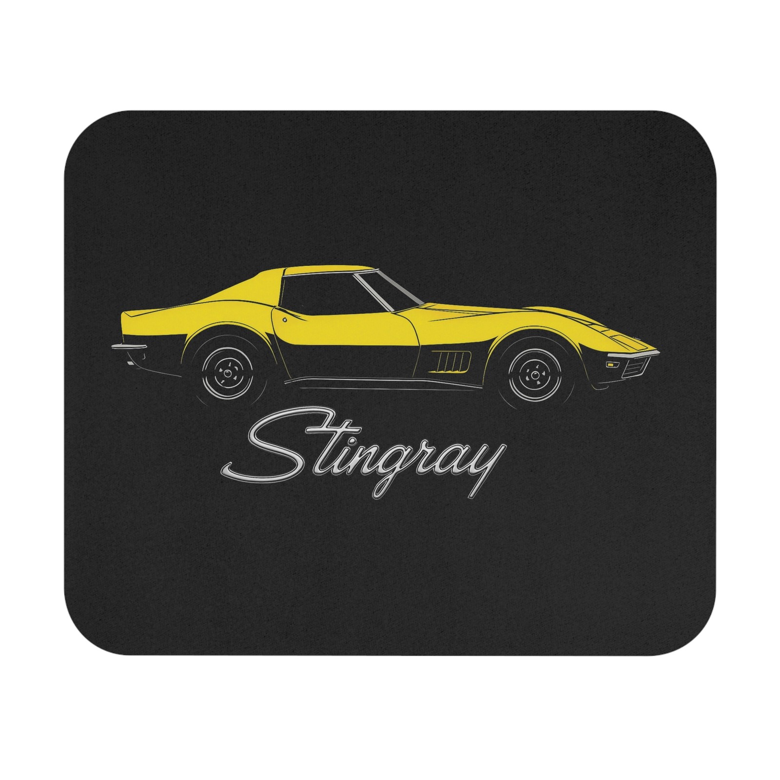 1969 Chevy Corvette Stingray Mouse Pad Classic C3 Sports Car Yellow Desk Mat