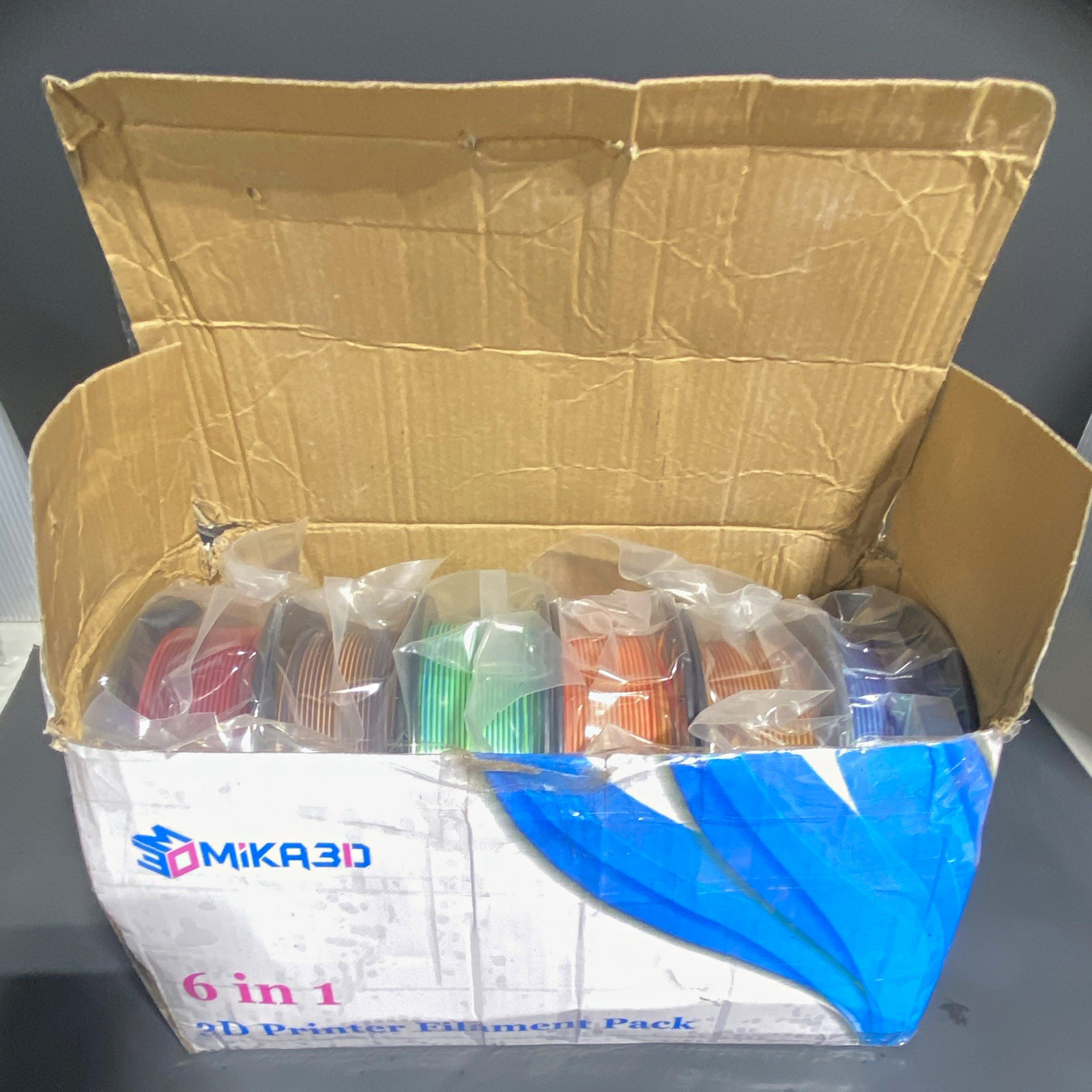 MIKA3D PLA 1.75mm 6-Spool Filament Pack 250g ea Red/Blue/Green/Orange SEALED