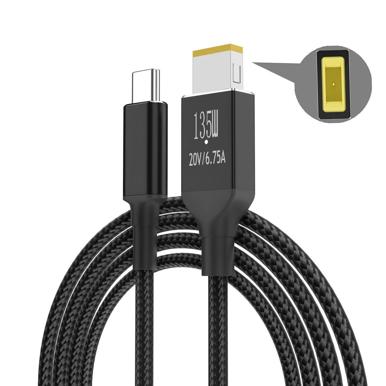 USB C 65W 100W 135W Charger Power Cable Type-c Slim Tip Square - 1.8m PD100W