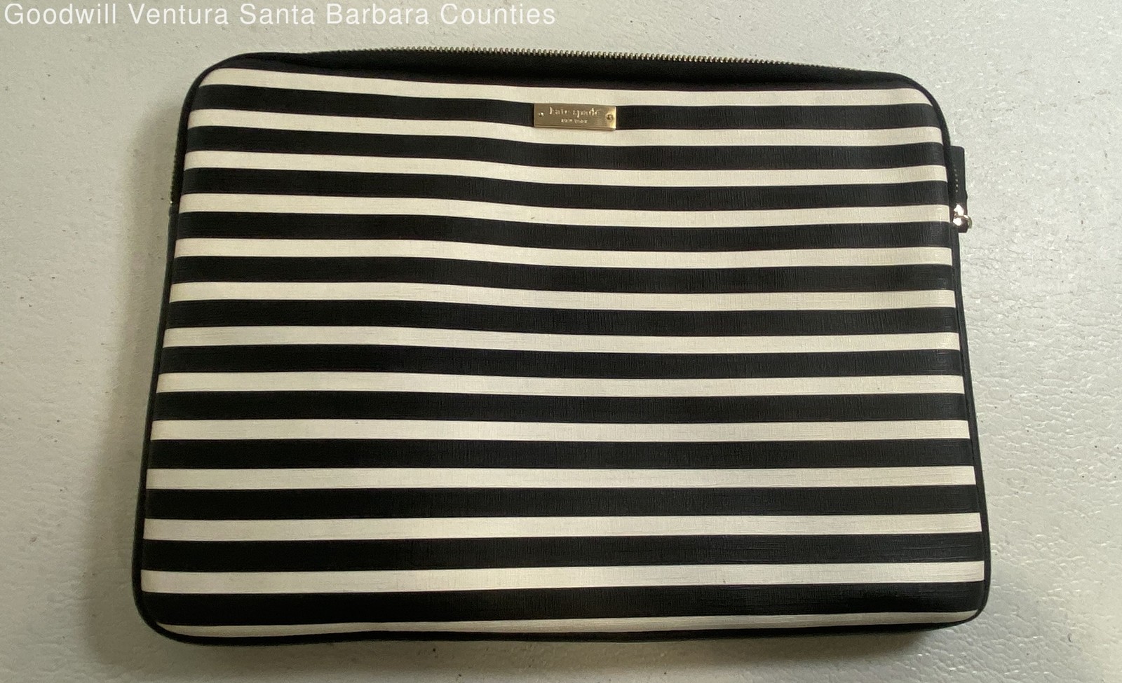 Kate Spade Black-And-White Striped Laptop Sleeve