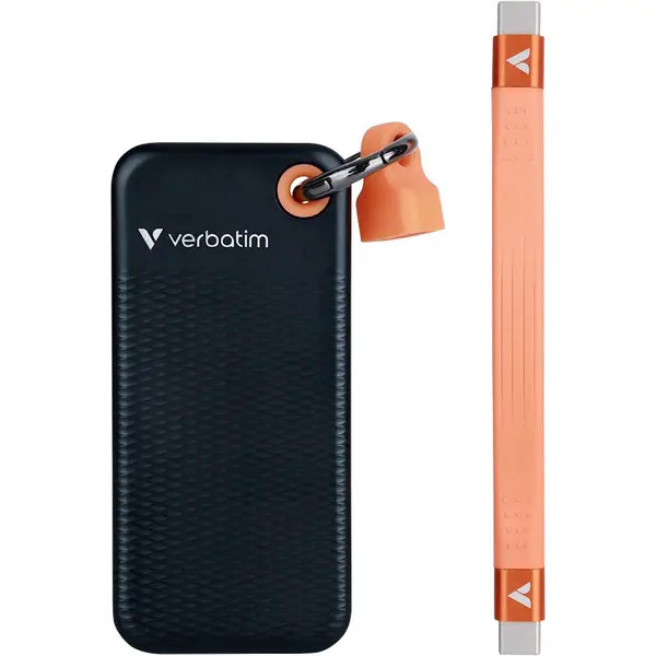Verbatim 32197 Pocket 2TB External USB-C® (USB 3.2 Gen 2) SSD Black, Orange