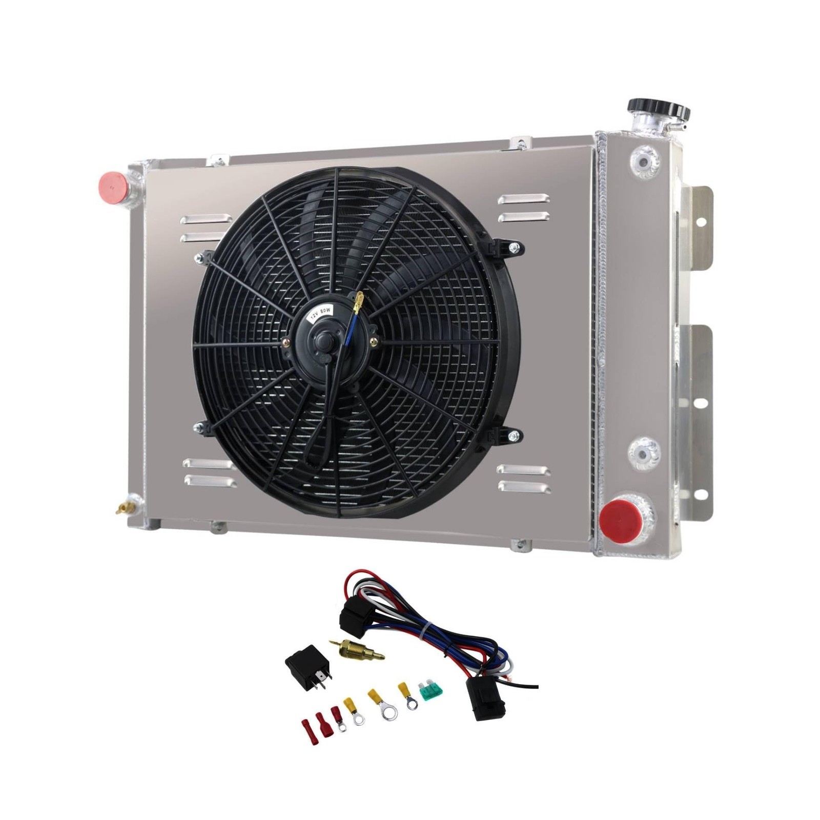 3 Row Aluminium Radiator Replacement for Shroud Fan Relay Fits 1967-1969 Chev...