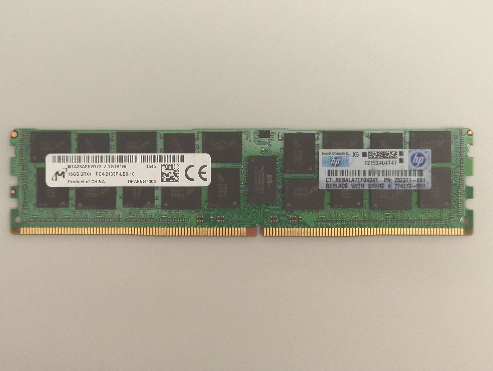 HP Micron 16GB DDR4 2133MHz PC4-17000 2Rx4 ECC LRDIMM Server RAM MTA36ASF2G72LZ
