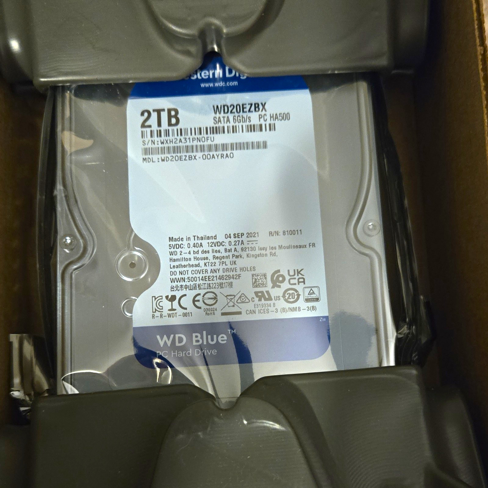 Western Digital WD Blue 2TB 3.5" SATA 6Gb/s 7200RPM 256MB HDD WD20EZBX