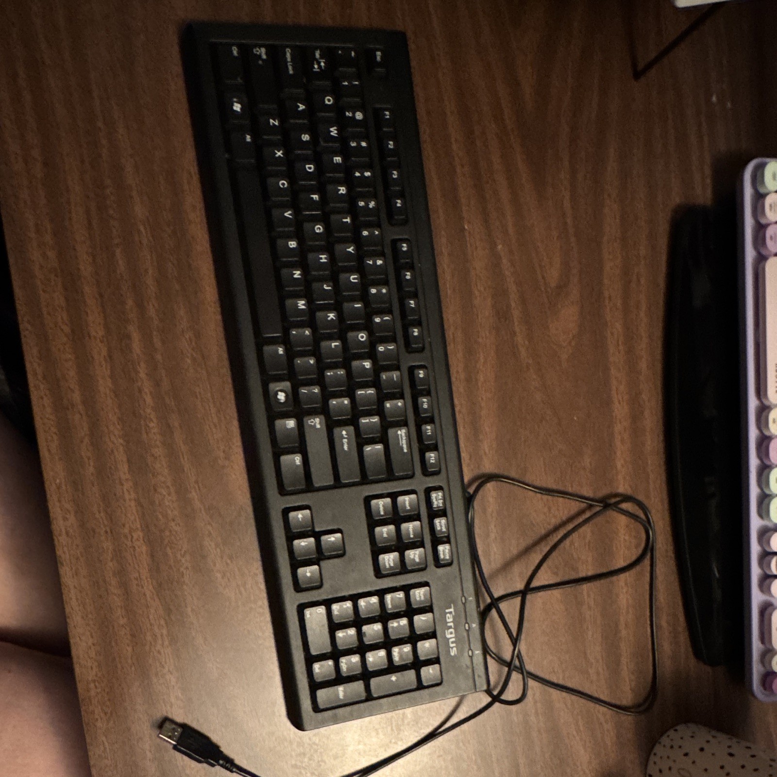 Targus USB Wired Keyboard featuring a full-size QWERTY layout and numeric keypad
