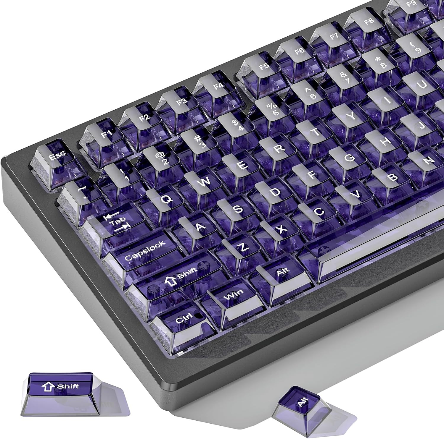 Purple Clear Keyboard Keycaps,Transparent Keycaps 60 75 100