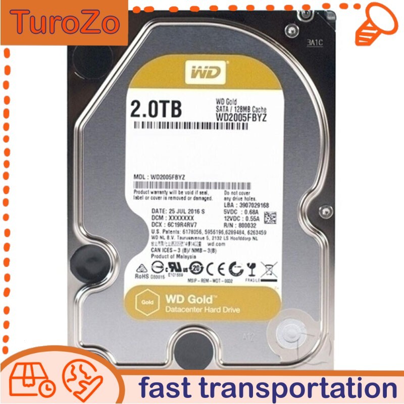 Western Digital Gold WD2005FBYZ 2TB 7200RPM 128MB SATA III 3.5" HDD HARD DRIVE