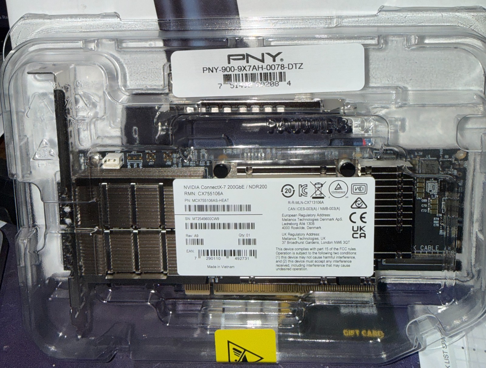 NVIDIA CX755106A MCX755106AS-HEAT CONNECTX-7 200GBE NETWORK ADAPTER REVISION A9
