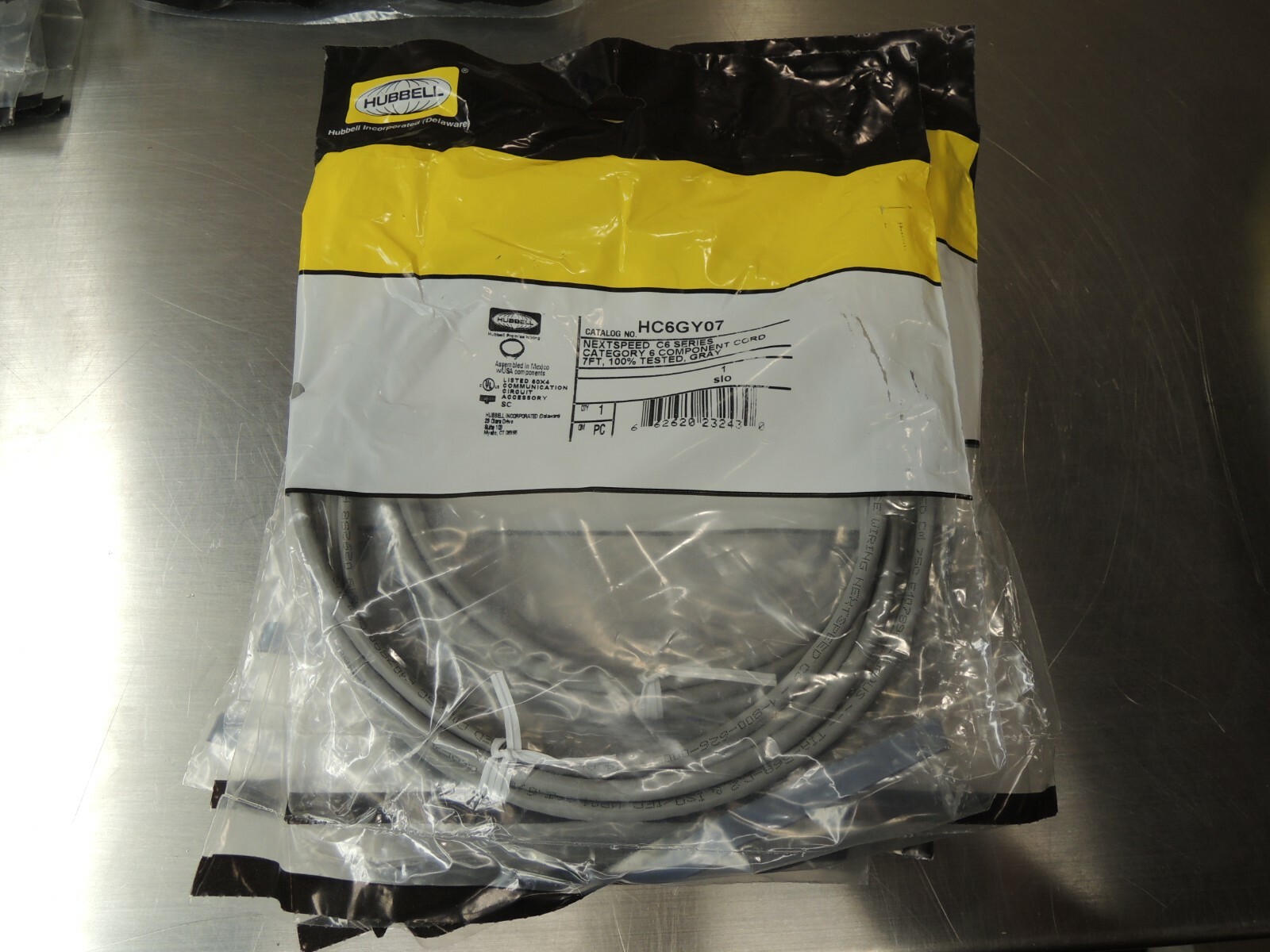 (10) Hubbell HC6GY07 NEXTSPEED Universal Category 6 Patch Cord, 7' Length, Gray