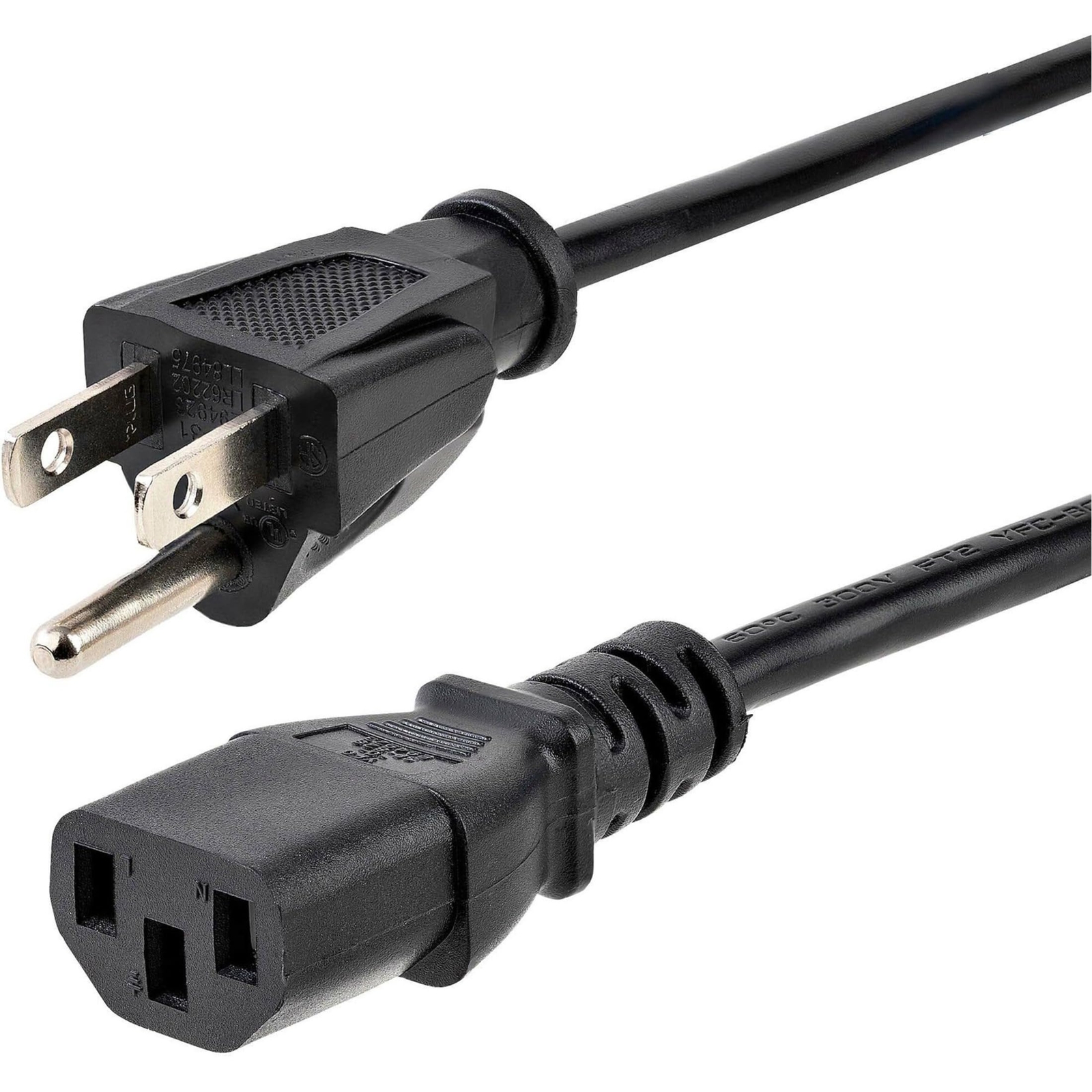 15ft Black Power Cord NEMA 5-15P to IEC 60320 C13 18AWG AC Cable for PC