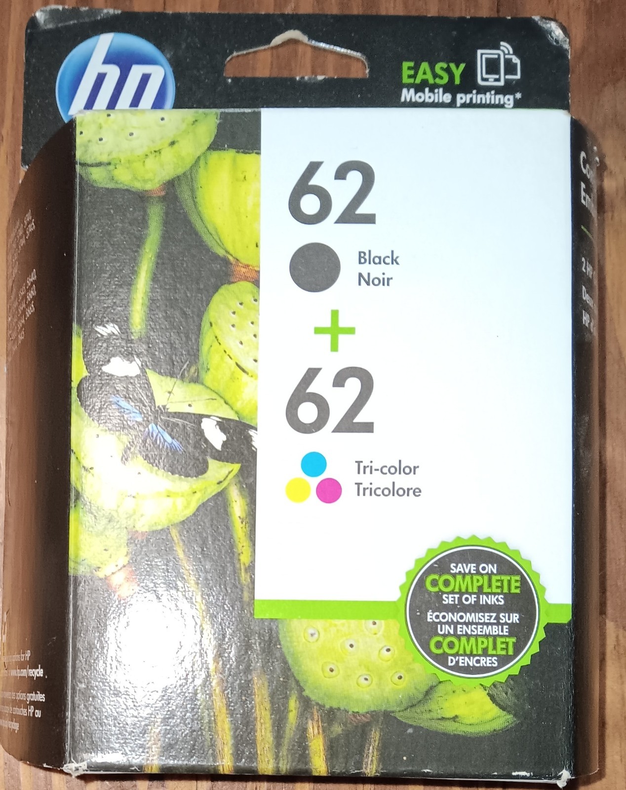 HP 62 Black +Tri-Color Ink Cartridges Sealed EXPIRED May 2019