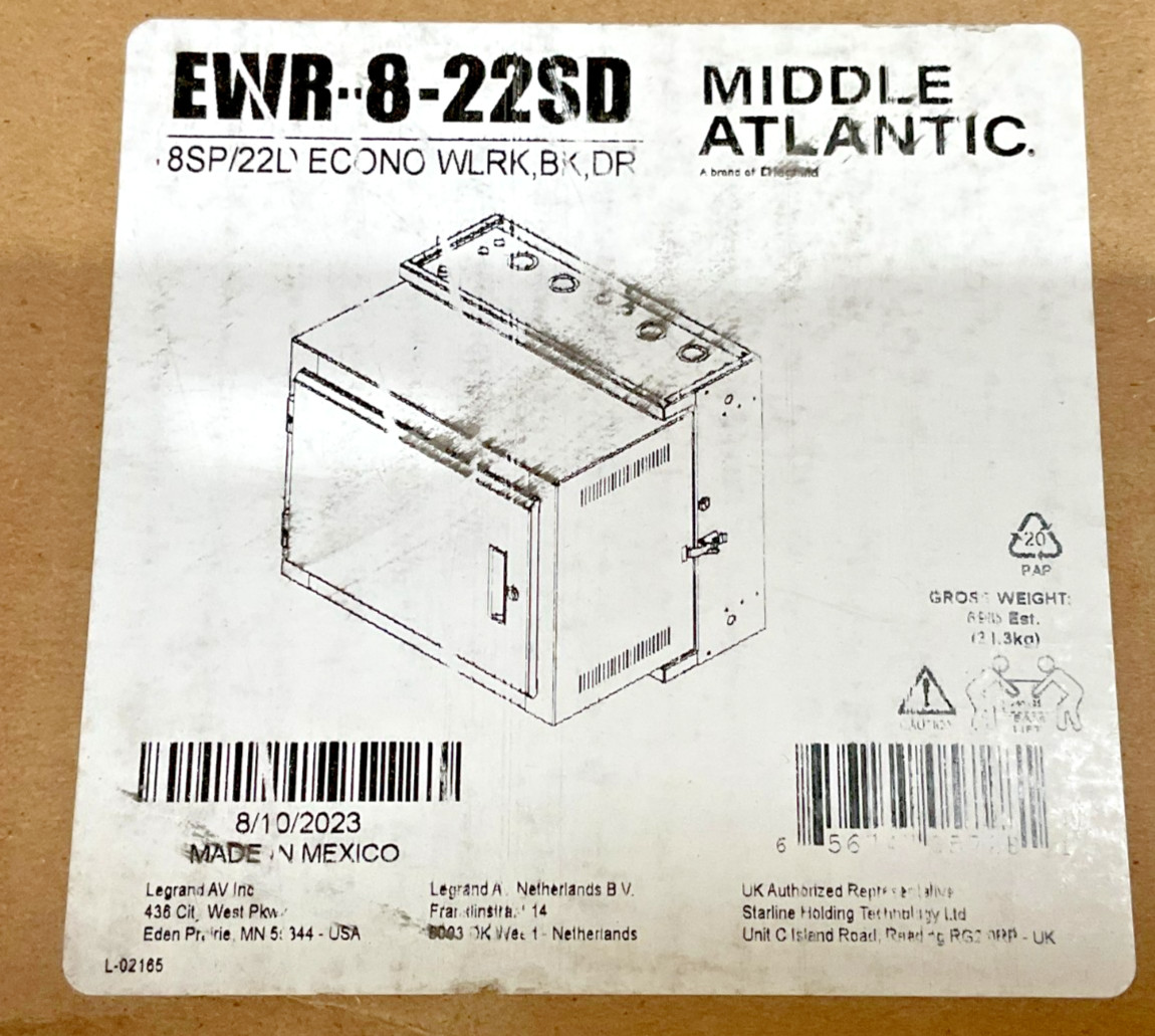 Middle Atlantic Pivoting Wall Mount Rack 8U EWR-8-22SD ✅❤️️✅❤️️ NEW SEALED