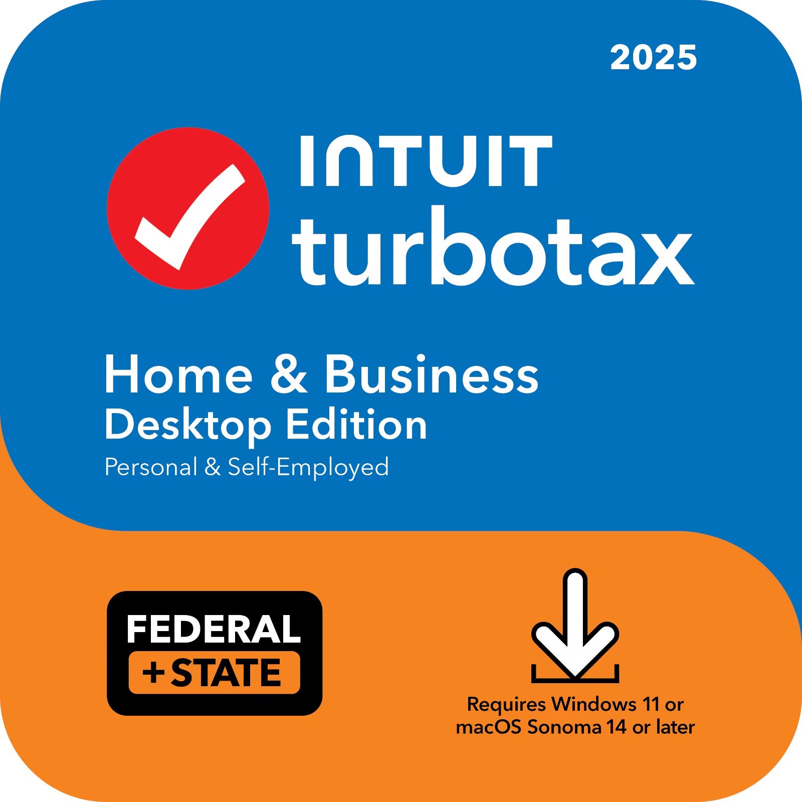 2025 TurboTax Federal+State Home & Business (Retail) (1 User/s) for Windows, Mac