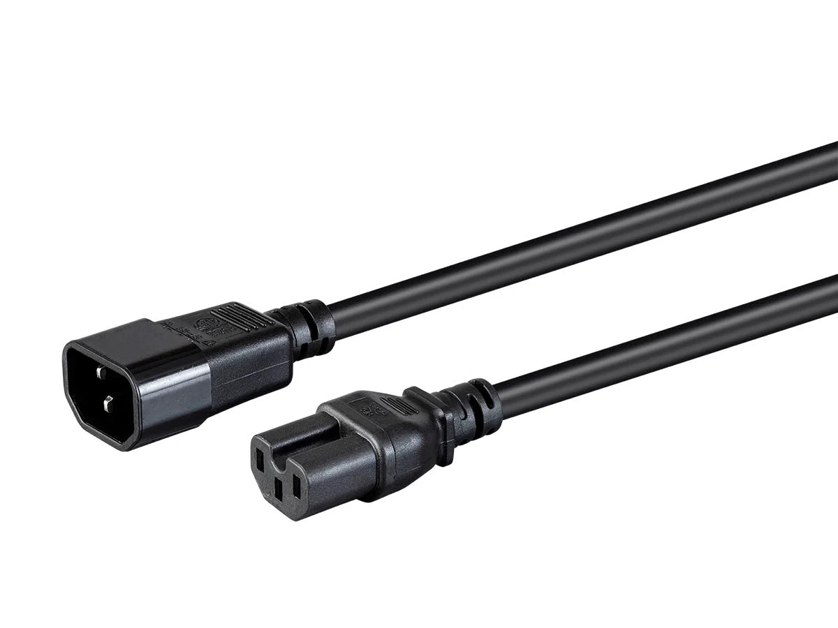 Heavy Duty Power Cable - 10 Feet - Black | IEC 60320 C14 to IEC 60320 C15, 14AWG