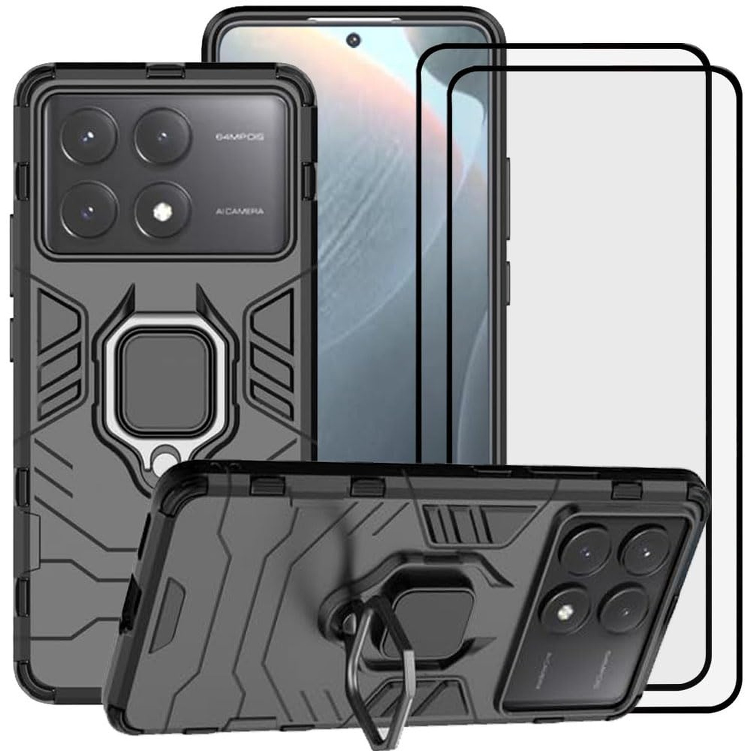 for Xiaomi Redmi K70E/Xiaomi Poco X6 Pro 5G Case,2 in 1 Hybrid Heavy Duty Arm...