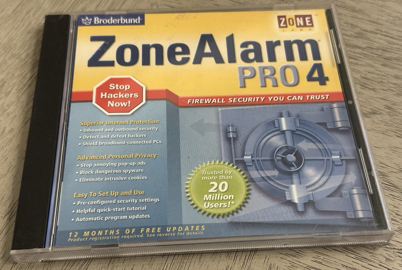 Borderbund ZoneAlarm Pro 4 Firewall Zone Labs CD ROM for Windows PC