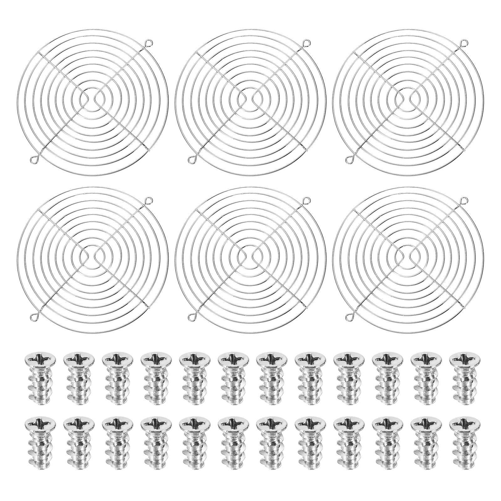 6 Pcs 170mm Fan Finger Grill Metal Ventilation Grill Cover with Screws, Silver