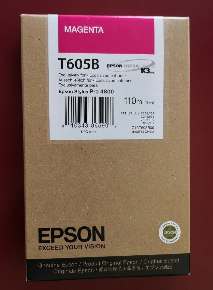09-2019 GENUINE EPSON T605B MAGENTA 110ml K3 INK STYLUS PRO 4800 Only