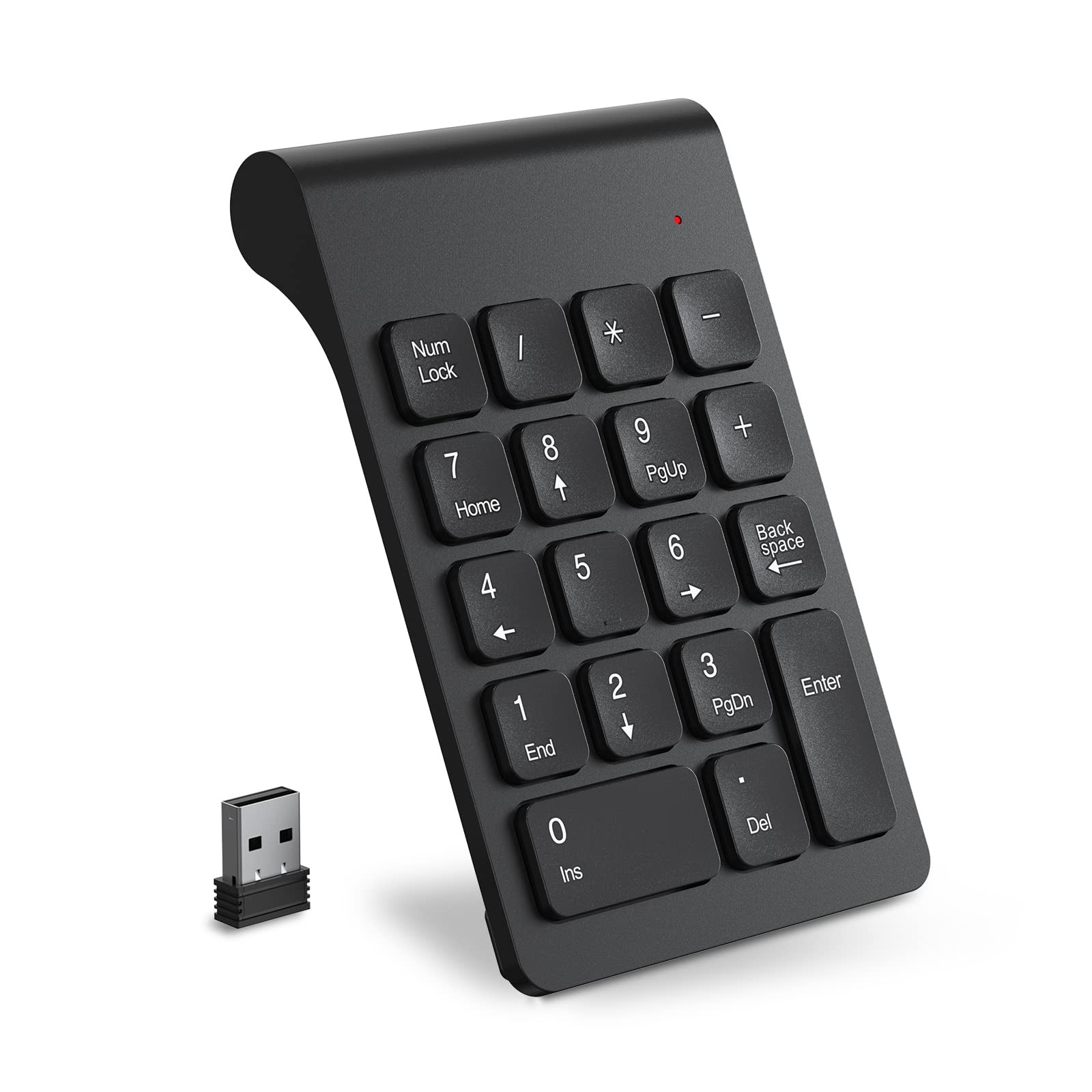 Wireless Number Pad, 18 Keys Numeric Keypad with USB Receiver