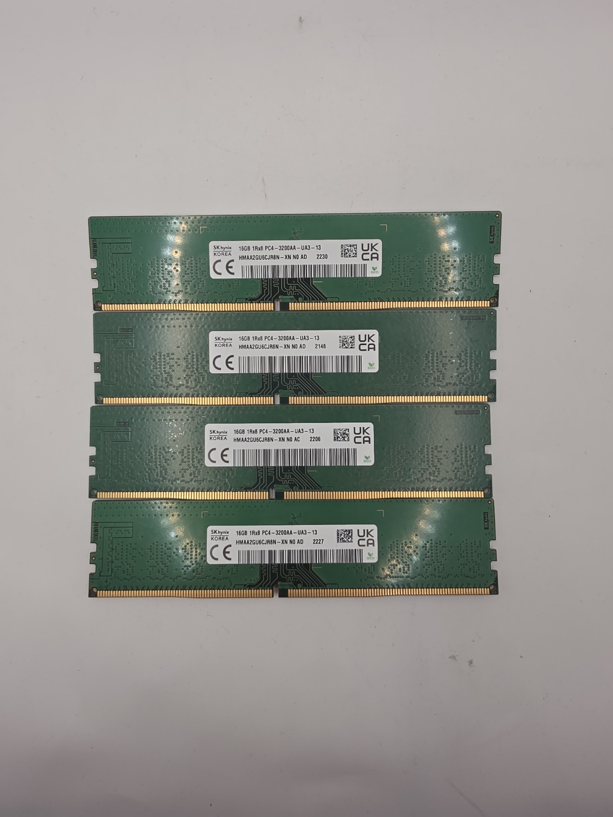 Lot Of 4 SK Hynix 16GB 1Rx8 PC4-3200A HMAA2GU6CJR8N-XN Server Memory Ram