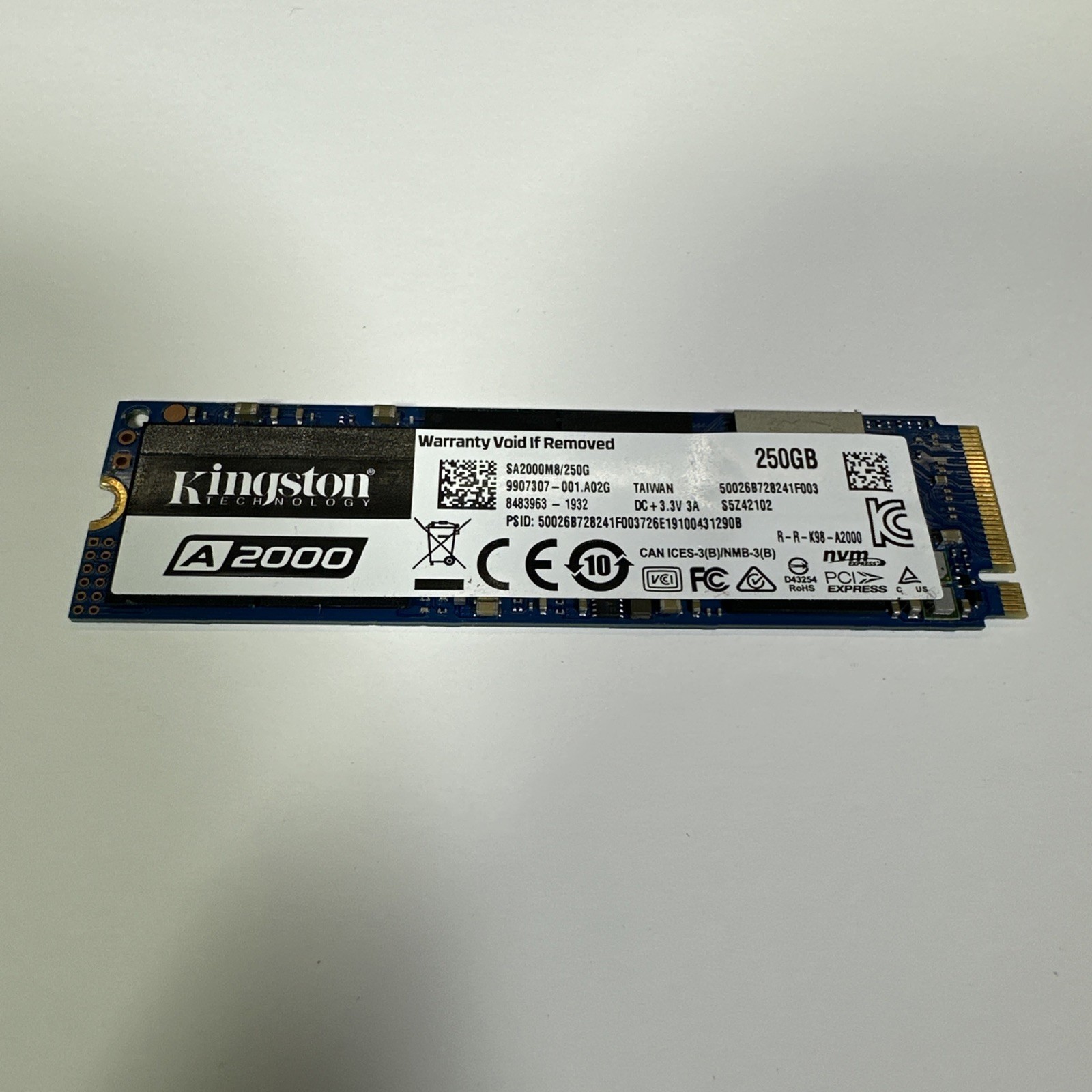 Kingston A2000 250GB M.2 NVMe Internal SSD (SA2000M8/250G)