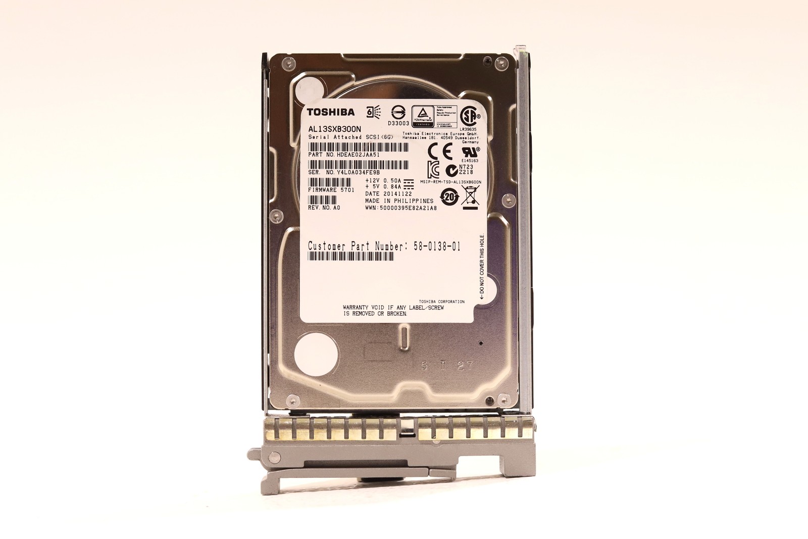 Cisco AL13SXB300N 300GB 2.5" 6Gb/s 10K RPM SAS HDD W/Caddy P/N:58-0138-01 Tested