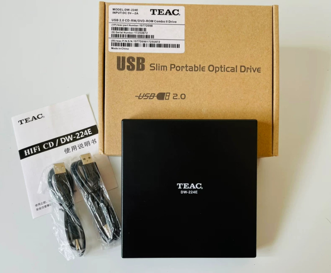 TEAC DW-224E USB 2.0 CD-RW/DVD-ROM slim portable burning external optical drive