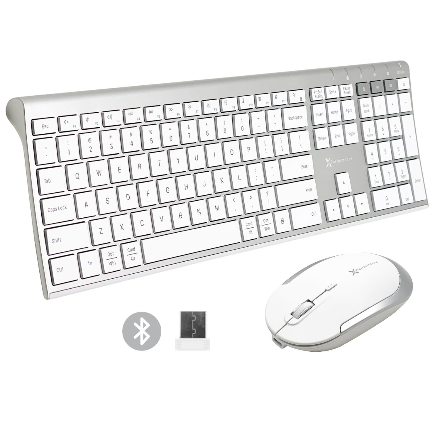 X9 Slim Bluetooth Keyboard and Combo - Dual BT + 2.4G Pair 3 Devices - Full-s...