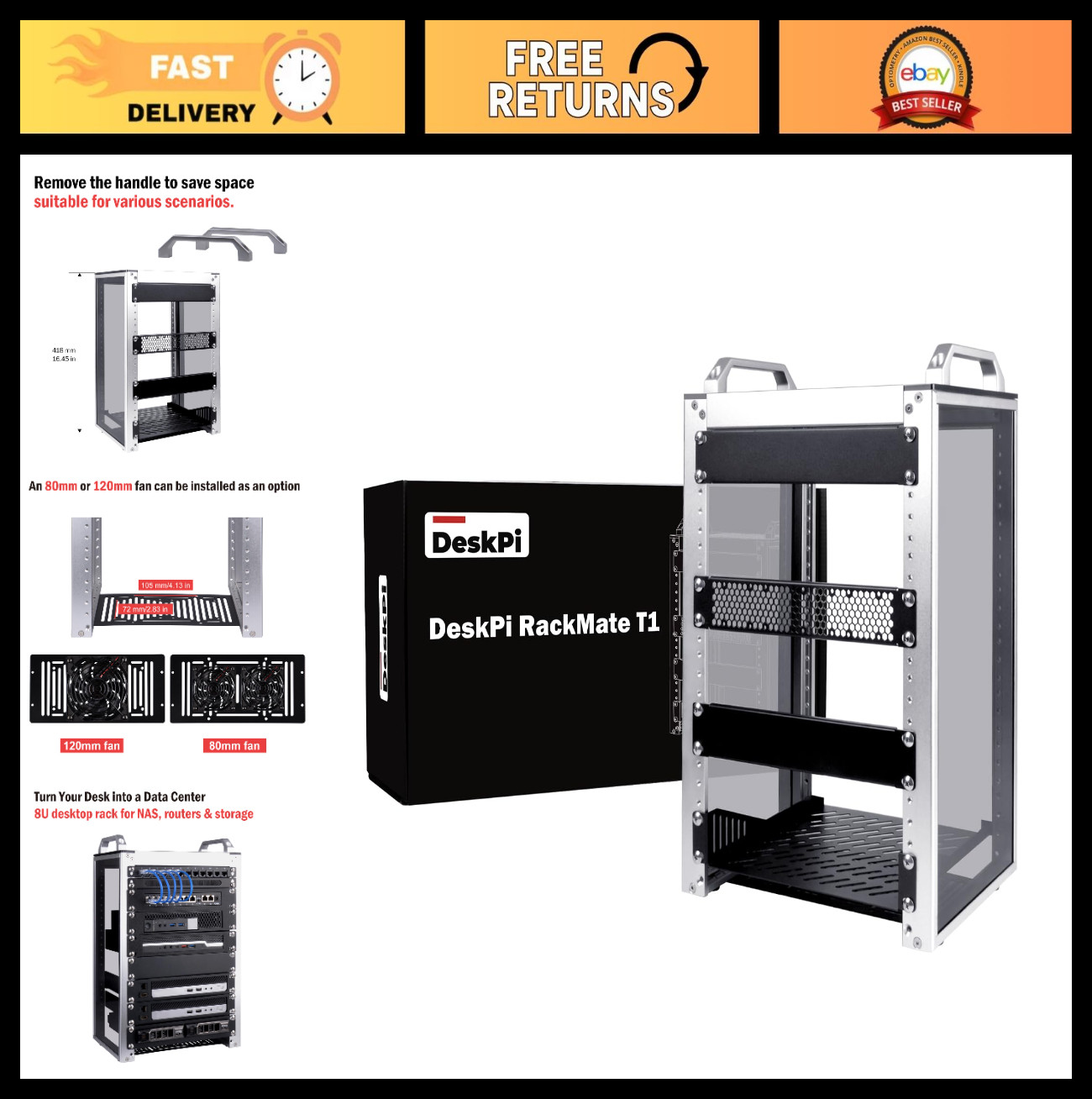 8U Mini Network Rack - 10" Server Rack for Audio, Video & Equipment - 7.87" Dept