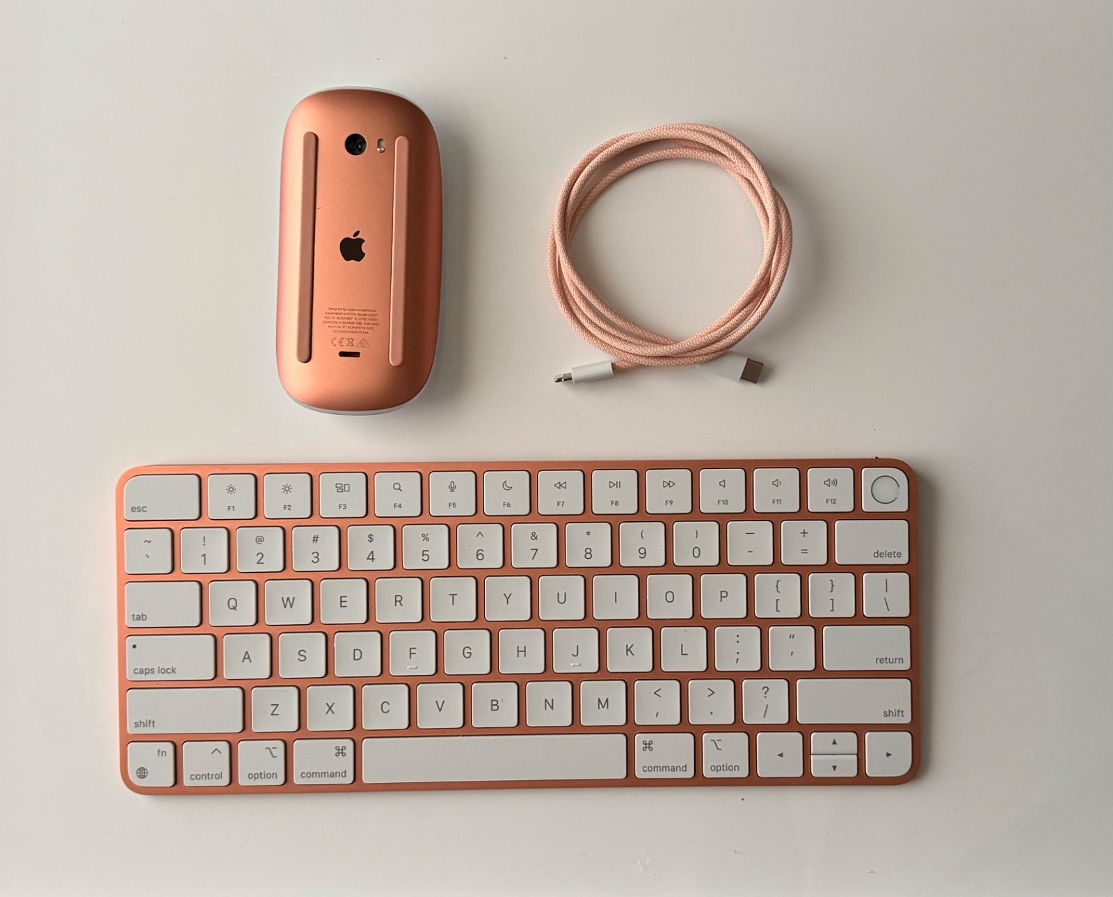 Apple Wireless Magic Keyboard A2450 + Magic Mouse + Cable - Orange Set