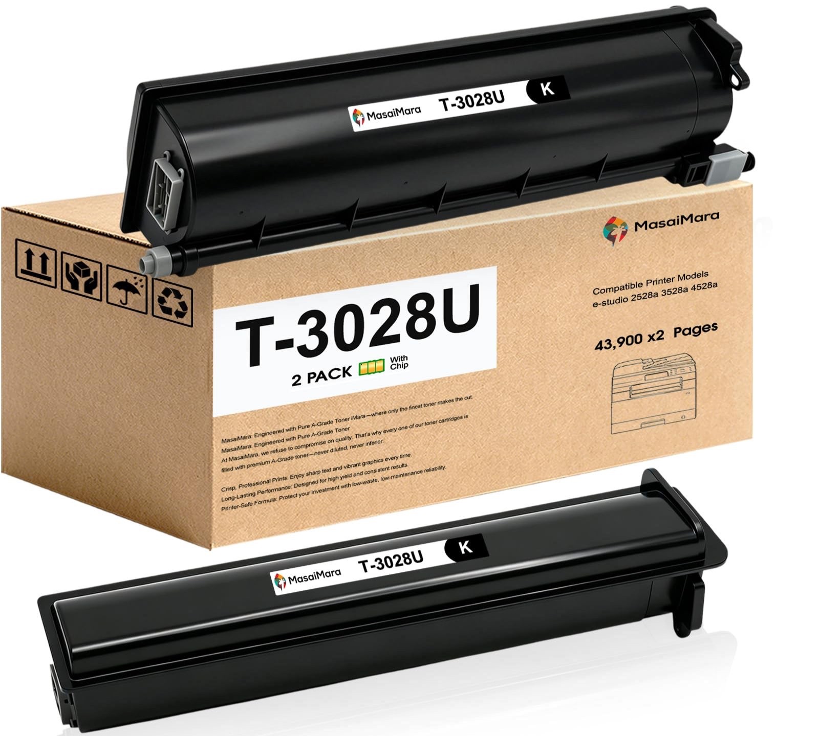 T3028U Black Toner Cartridges for Toshiba E-Studio 2528A 3528A 4528A Printers
