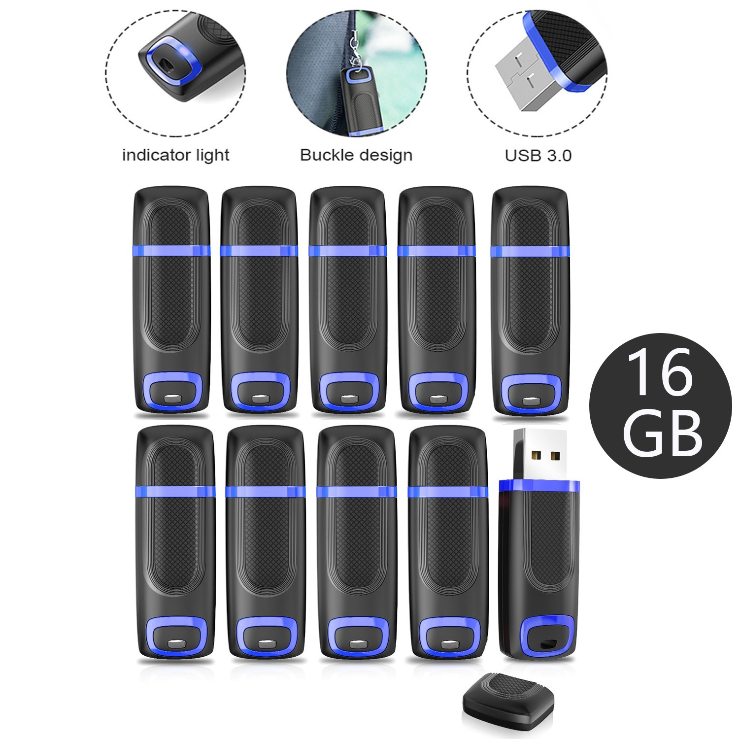 16GB 10PCS USB 3.0 Flash Drive Thumb Drive High Speed Memory Stick for PC Laptop