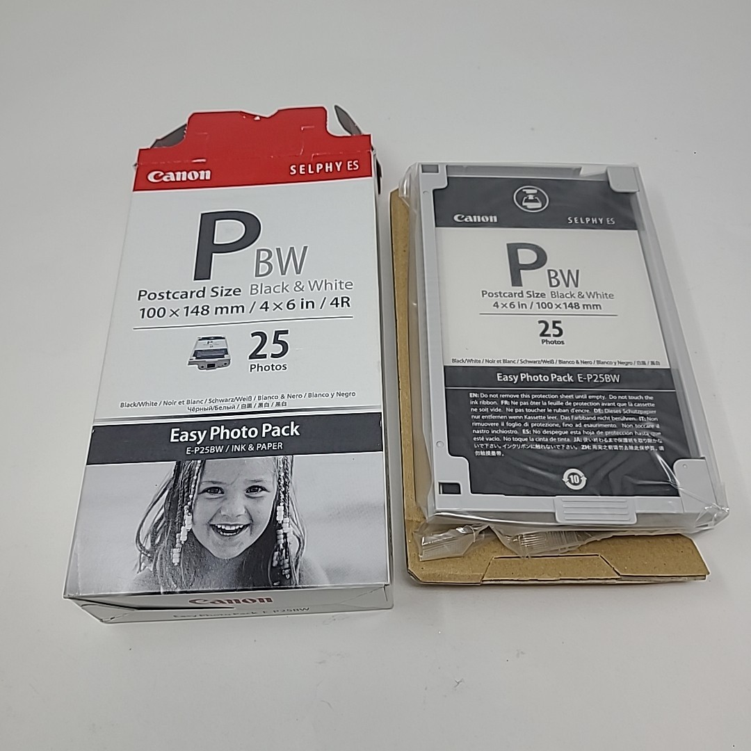 NEW Canon Selphy ES Postcard Size BW Black & White Easy Photo Pack E-P25BW Ink