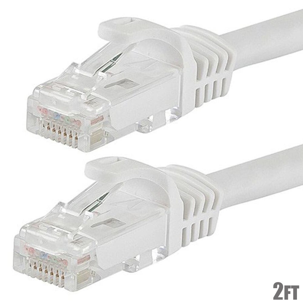 2FT Cat6 UTP Network Ethernet Internet Cable FLEXboot Wire White 550MHz LAN 2'