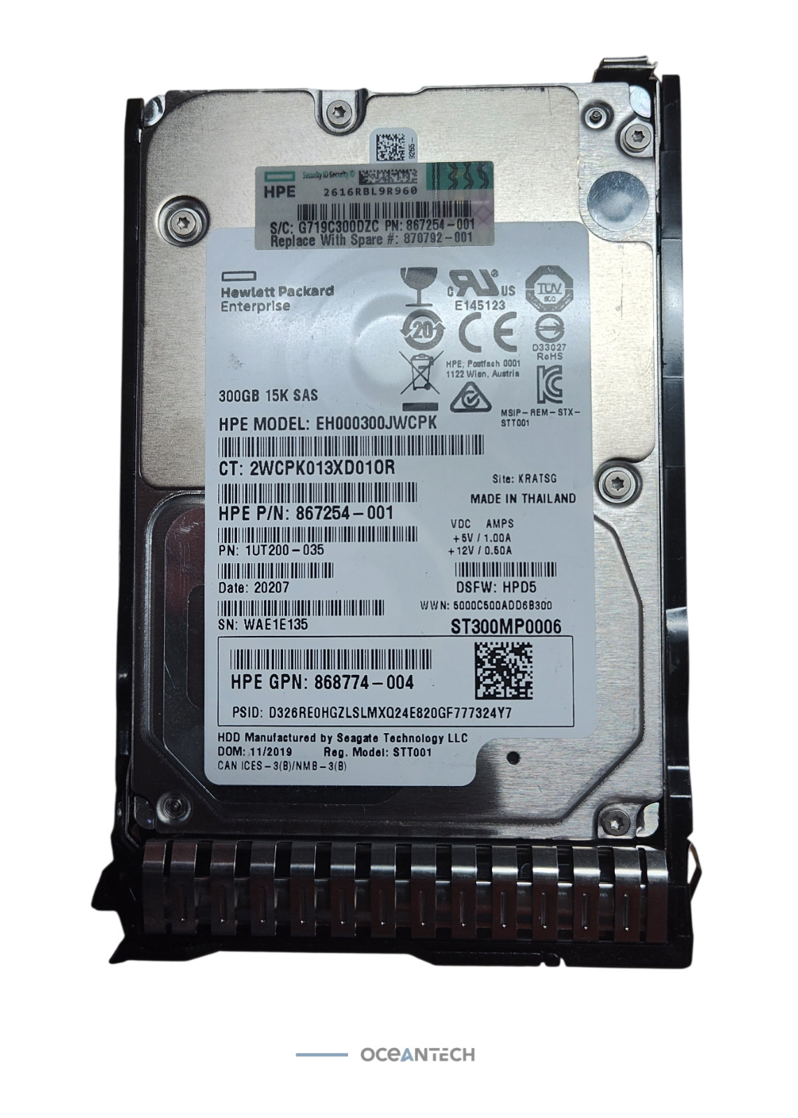 HP 300GB 15K 12G 2.5" SC DS SAS HDD 870753-B21,870792-001, 867254-001