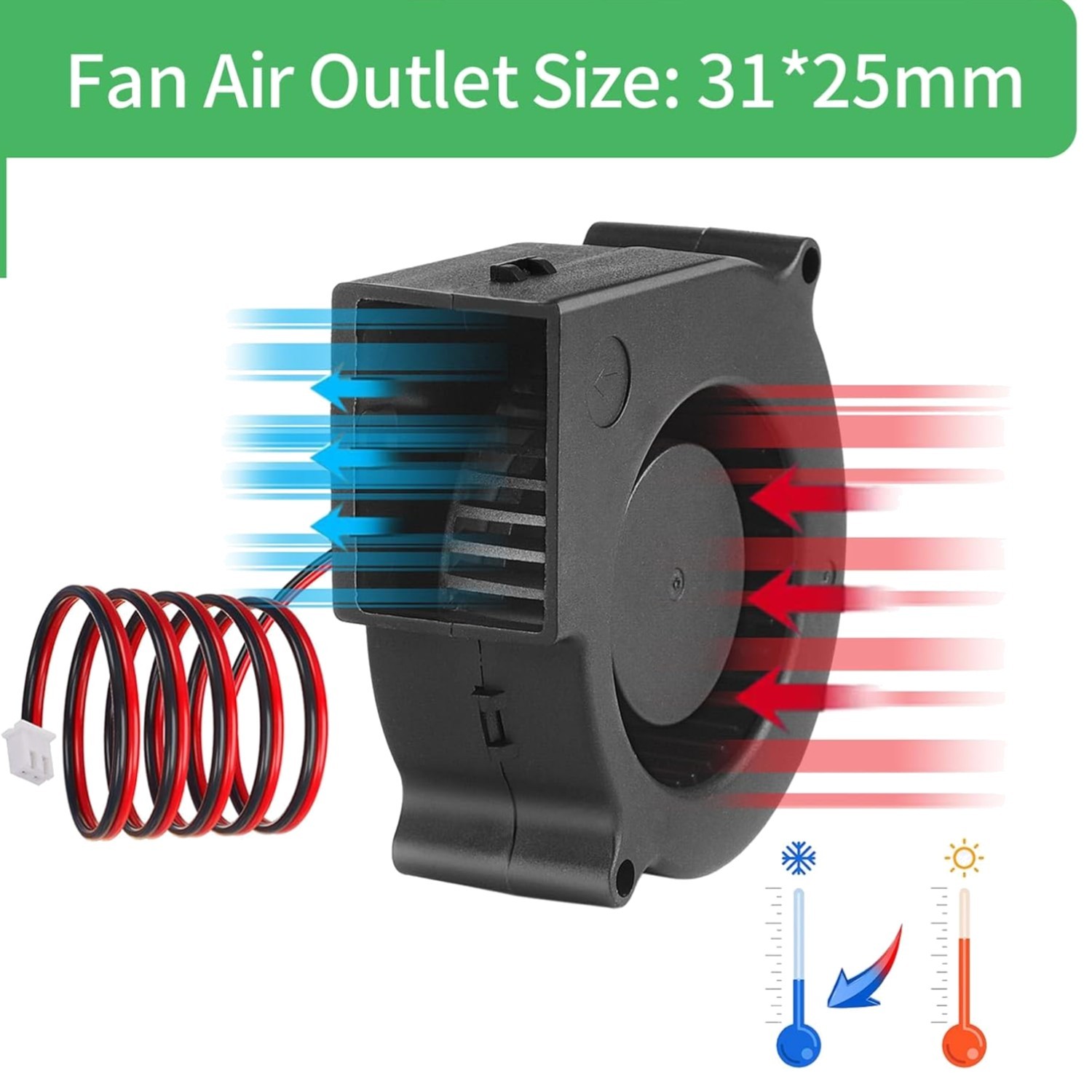 75mm x 30mm 7530 DC 12V Cooling Blower Fan, Dual Ball Bearing Brushless