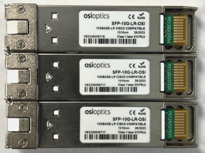 Lot of (3) Transceivers Osioptics RoHs SFP-10G-LR-OSI 1310nm