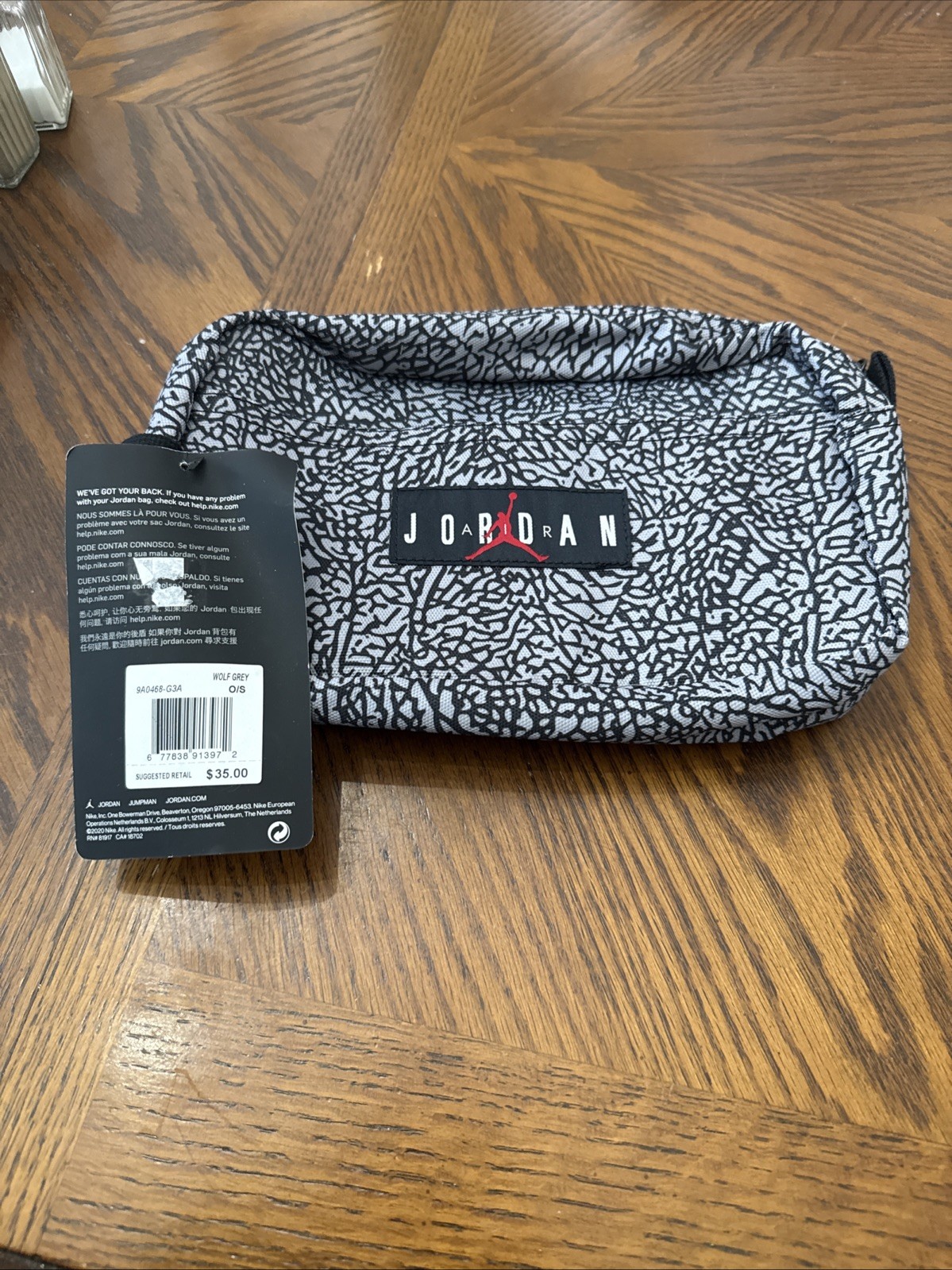 Nike Air Jordan 3 III Retro Travel Dopp Kit Bag Elephant Print Grey Black Red 