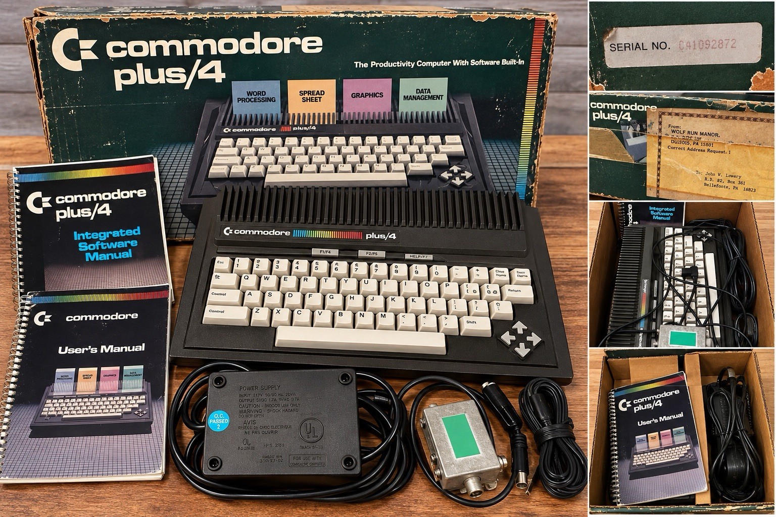 Commodore Plus/4 Vintage Home Computer w/ Box, Manuals, Power Supply