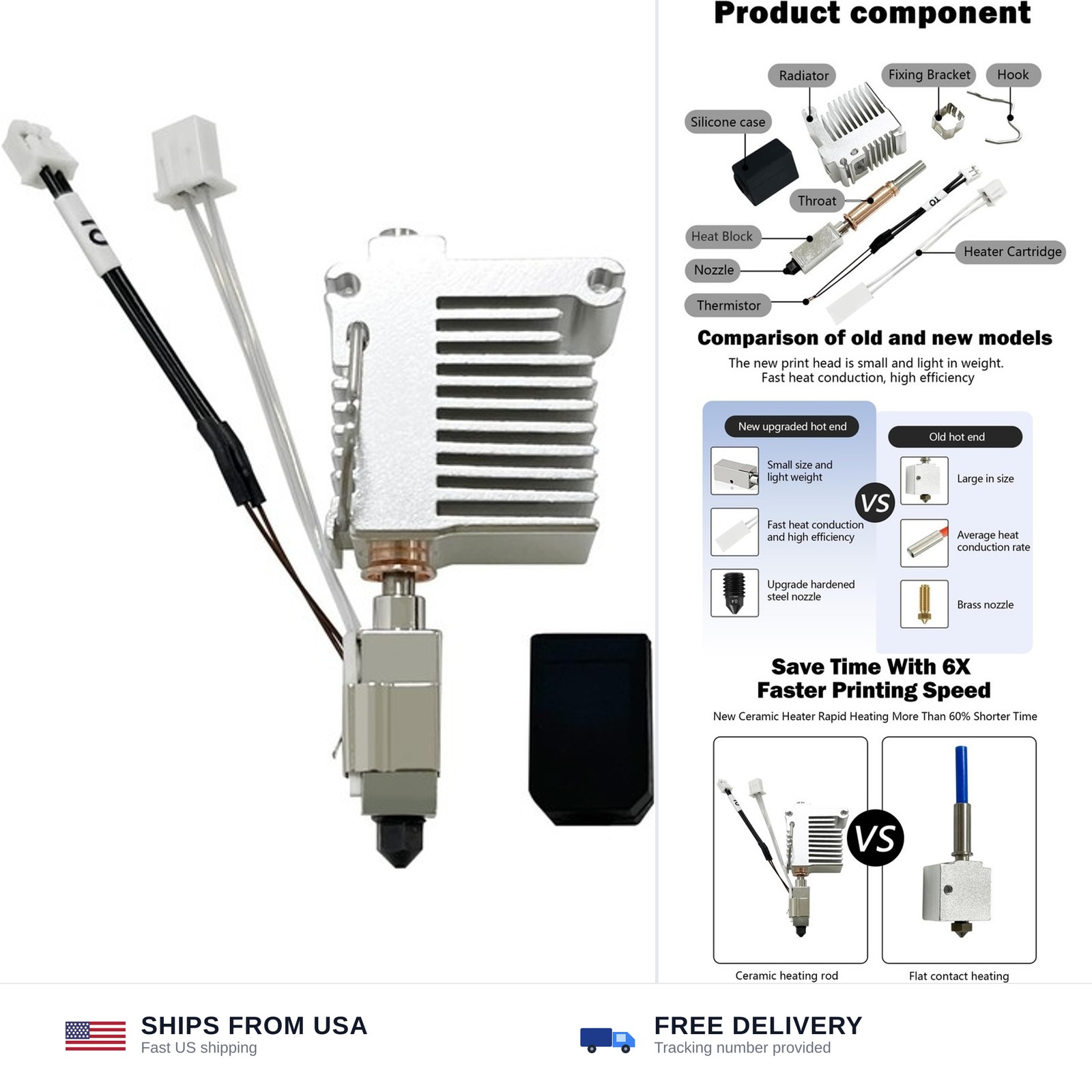 HzdaDeve Ceramic hotend kit for Anycubic Kobra 3 Combo V2 FDM 3D printer