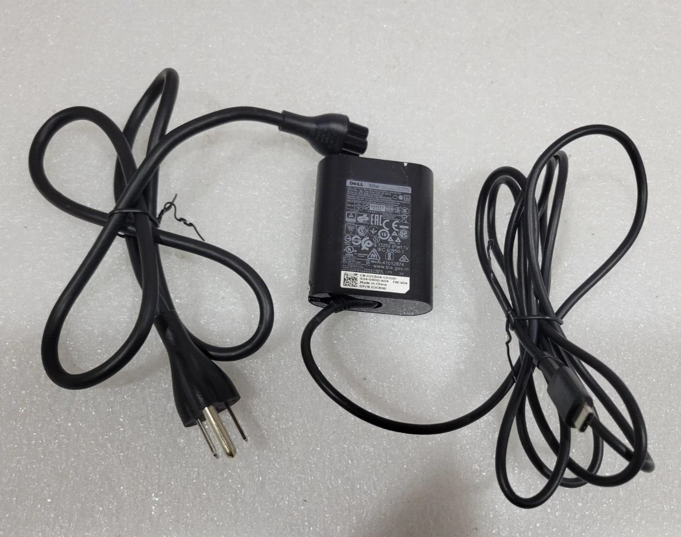 Dell 2CR08  02CR08 CN-02CR08 HA30NM150 30W USB-C Power Adapter Latitude XPS Cord