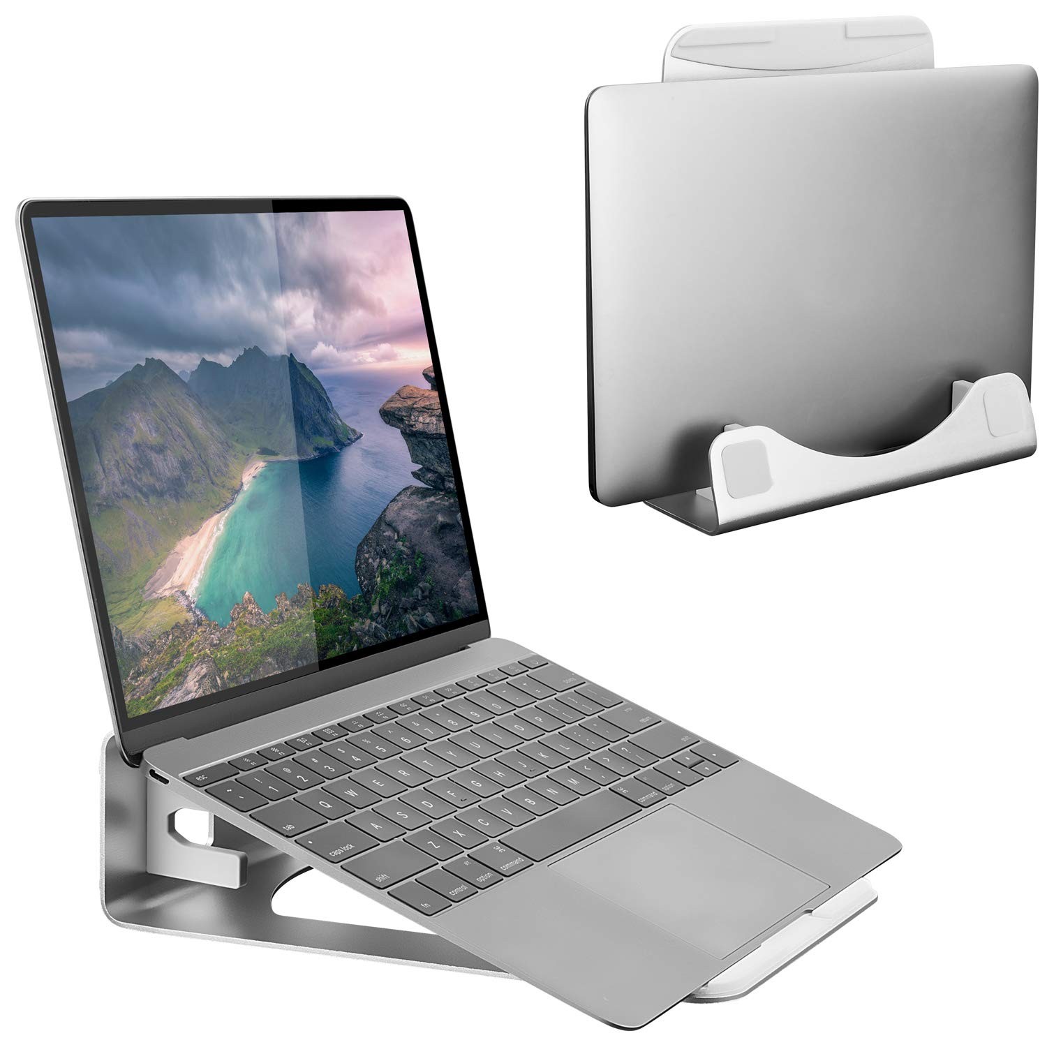 Mount-It Vertical Laptop Stand for Desk, 2-in-1 Aluminum Laptop Holder & Ang...