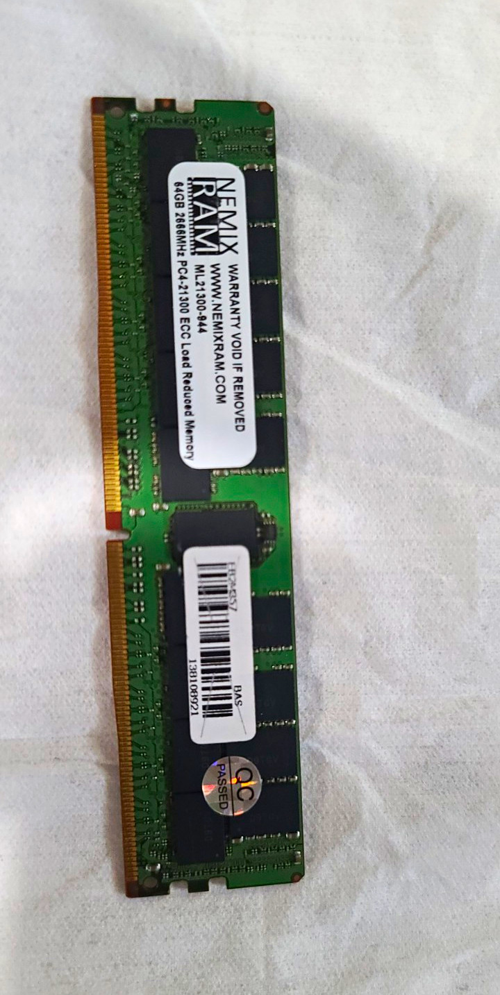 NEMIX RAM 64GB DDR4-2666mhz PC4-21300 ECC DIMM MR21300-64