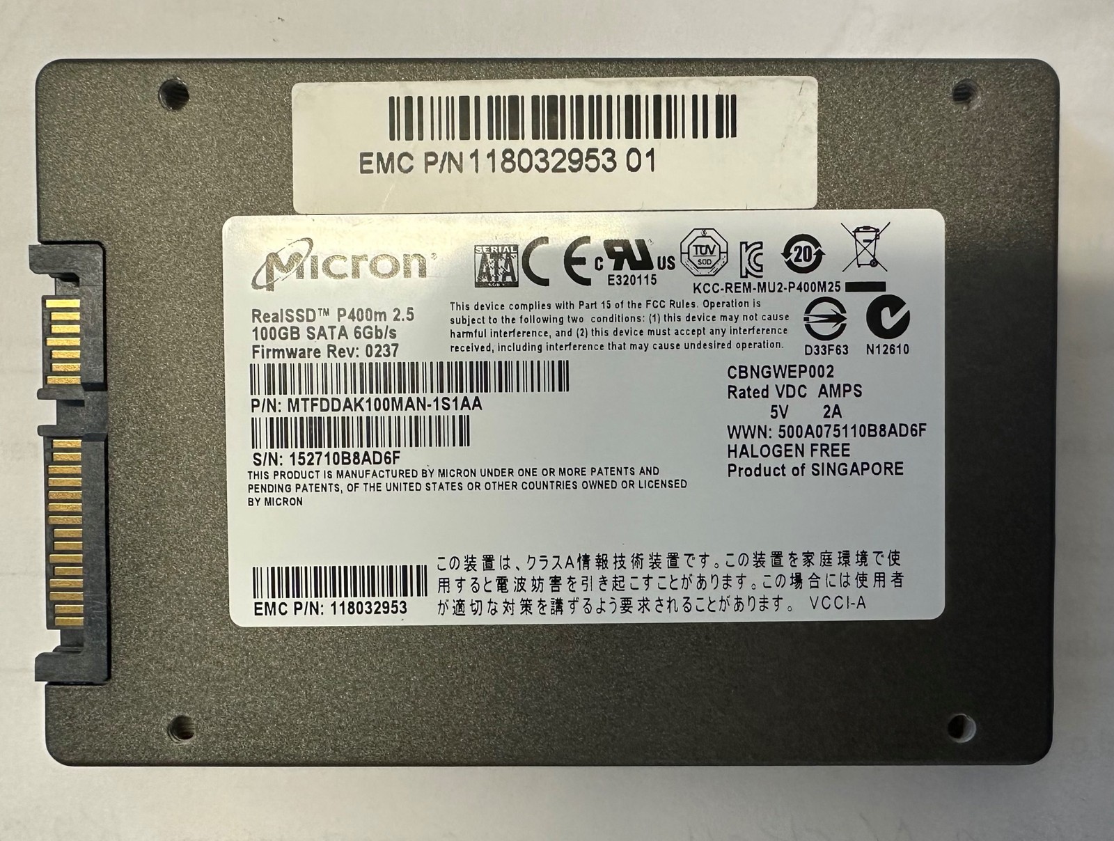 118032953-01 - EMC 100GB SSD SATA 2.5" HDD